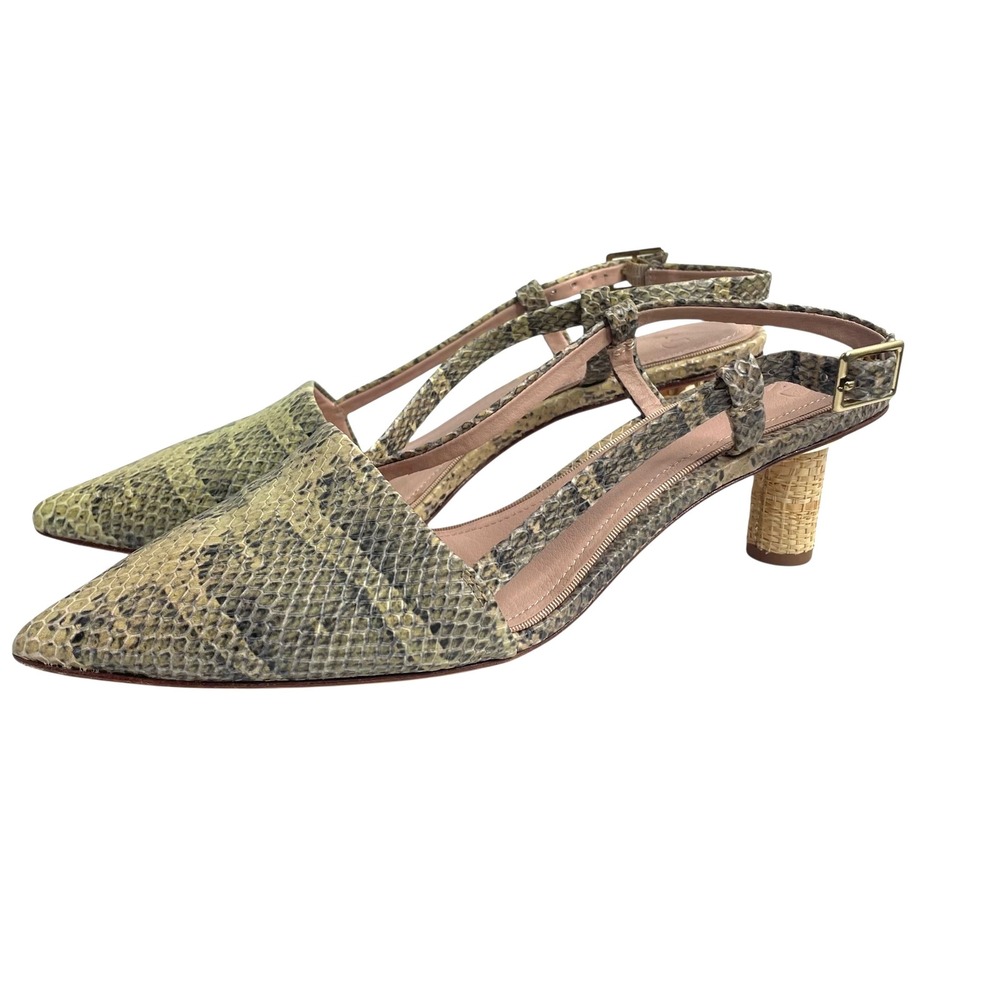 AD & Daughters Katsa Snakeskin Print‎ Leather Pumps Size 8.5 Slingback old money